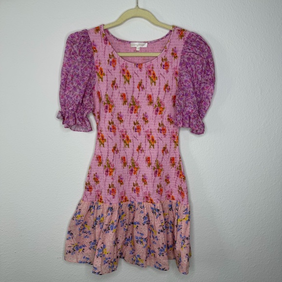 LoveShackFancy Luppa Shirred Floral Mini Dress - Picture 3 of 9